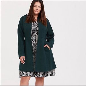 Torrid Green Woolen Herringbone Coat size 4